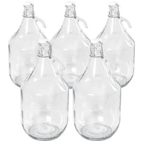MIKONI 5 STÜCK x Bügelflaschen 5L, Gärballon mit Bügelverschluss, Glasballon Weinballon Fass 5000 ml Weithalsballon Flasche