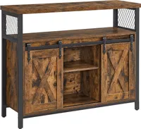 VASAGLE Sideboard, Küchenschrank, Aufbewahrungsschrank, mit 2 Schiebetüren, verstellbarer Einlegeboden, industriell, für Wohnzimmer