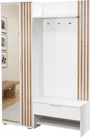 Albello Garderobenschrank Kleiderschrank mit Spiegel Milano Kleiderschrank für Kleidung Garderobenschrank für den Flur Weiß Lamellen 140x200x40