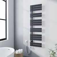 Meykoers Heizkörper Elektrisch mit Thermostat, Badheizkörper Anthrazit 140x40cm Handtuchtrockner mit 600W Heizstab für Bad Handtuchwärmer und Heizung
