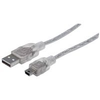 Manhattan USB Kabel A -> mini B St/St  1.80m transparent