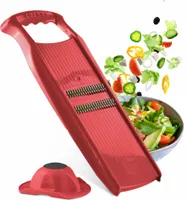 Börner Original Roko Powerline - Gemüse- und Obstschneider für feine Streifen Juliennestreifen Set mit Fruchthalter, Farbe:Rot