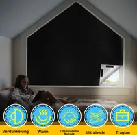 TolleTour Verdunklungsstoff selbstklebende Fensterfolie Verdunkelungsfolie Folie mit Thermobeschichtung für alle Fenster 145*200CM