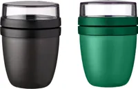 Mepal | Lunchpot Ellipse Mixed Set 2 | Vivid Green + Nordic Black | 500 ml praktischer Reisebecher, Joghurtbecher, To go Becher