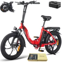 E-bike klapprad 20 zoll Pannensichere Reifen Rostfreie Aluminiumlegierung Wasserdicht IPX5 bis zu 100 - 130 km Pedelec 7 Gang, Rot