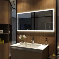 Meykoers LED Badspiegel Badezimmerspiegel mit Beleuchtung 120x60cm mit Touch Schalter Wandspiegel Lichtspiegel Kaltweiß 6500K
