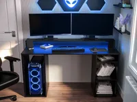PC stôl s LED osvetlením PACHO 1 - čierny
