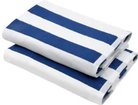 2er Set Strandtücher, strapazierfähige und saugstarke Badetücher in 70x180 cm, 100% Baumwolle, blau