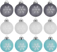 12 Weihnachtskugeln Kunststoff Christbaumkugeln Set Christbaumschmuck weiß blau