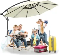 LZQ ALU parasol ogrodowy parasol Ø350cm parasol tarasowy parasol wspornikowy ze stojakiem i korbą do ogrodu, beżowy