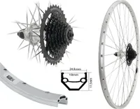 AGGRO-X 28 Zoll Alu Hinterrad 19-622 Laufrad Hohlkammer Felgenbremse inkl. Shimano 8 Fach Zahnkranz