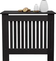ECD Germany Heizkörperverkleidung Landhausstil 78x19x82 cm, Schwarz, aus MDF lackiert für Schlafzimmer Wohnzimmer