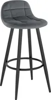 WOLTU Barhocker, Barstuhl, gepolsterter Küchenhocker, mit Samtbezug, Rückenlehne und Fußstütze, Design Hocker, Tresenhocker, Thekenhocker, Sitzhöhe 70 cm, Dunkelgrau