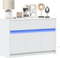 Szafka TV z oświetleniem LED Biała 91x34x61 cm Materiał drewnopochodny