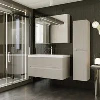 Badmöbel Set Bella | Waschbecken Unterschrank Spiegelschrank | Badezimmermöbel