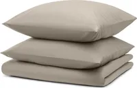Blumtal Bettwäsche 155x220cm + 2x Kissenbezug 80x80cm - Mikrofaser Bed Sheets 155x220cm - 3-er Set Bettwäsche Taupe