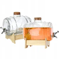 KADAX Fass mit Hahn, fassförmiger Getränkespender aus Glas 1-3L