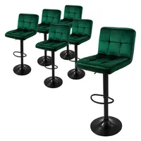 ML-Design sada 6 barových židlí barová židle otočná o 360°, čalouněná barová židle s opěradlem a podnožkou, 63-83 cm