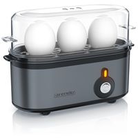 Arendo Eierkocher 3-fach, 210 W, Edelstahl, Härtegrad einstellbar, für 1-3 Eier, grau