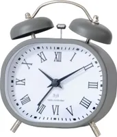 Design Funk-Wecker in Retro-Grau mit Hintergrundbeleuchtung Snooze-Funktion, lautlosem Uhrwerk und Metallgehäuse Reisewecker Retrowecker Funkwecker