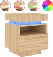 vidaXL Nachttisch mit LED-Leuchten Sonoma-Eiche 40x39x48,5 cm