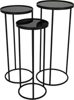 Tischset von 3 Rund - Schwarzes Metall - Ø33 x ↑ 75 cm
