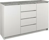 Kommode mit 4 Schubladen 2 Schränke 120cm Klamotenschrank Sideboard Anrichte hol