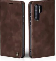 Handy Hülle für Huawei P30 Klapphülle Bookcase Flip Cover Handy Tasche Etui Farbe: Dunkelbraun