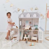 howa Puppenhaus für Ankleidepuppen bis 30 cm mit 19 tlg Möbelset aus Holz 70103 