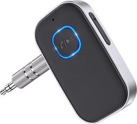 Bluetooth 5.0-Empfänger für das Auto, Bluetooth-AUX-Adapter mit Geräuschunterdrückung, Bluetooth-Musikempfänger für Heimstereoanlage/kabelgebundene Kopfhörer/Freisprechen, 16-Stunden-Akkulaufzeit-Schwarz+Silber
