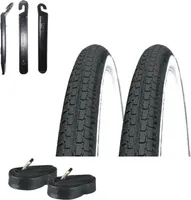 2 x Kenda Fahrradreifen 28" K-127 Fahrraddecke schwarz/weiß 47-622 (28, x 1.75) + 2 passende Schläuche SV inkl. Reifenheber