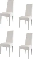 t m c s Tommychairs - Zestaw 4 nowoczesnych krzeseł LUISA do kuchni i jadalni, solidna konstrukcja wykonana z lakierowanego drewna bukowego w kolorze białym, tapicerowana i pokryta białą imitacją skóry