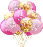 Oblique Unique Konfetti Luftballon Set für Baby Shower Party Mädchen 15 Deko Ballons rosa gold