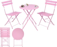 Albatros bistro set 3-dílný růžový - bistro stůl se 2 židlemi - skládací židle a stůl z robustního kovu - ideální jako balkonový nebo zahradní nábytek v moderním designu