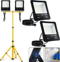 LZQ 2ks 200W LED reflektor studená biela Stavebné reflektory IP66 Reflektor so statívom