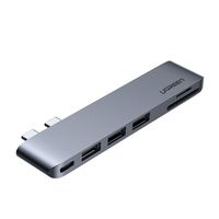 Ugreen Multifunktions HUB 2x USB Typ C auf 3x USB 3.0 / TF / SD / USB Typ C für MacBook Pro / Air grau (CM251 60560)