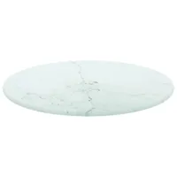 vidaXL Tischplatte Weiß Ø30x0,8 cm Hartglas in Marmoroptik