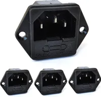 4x Kaltgeräte Einbaustecker mit Sicherungsschacht Einbaubuchse 230V Lötanschluss
