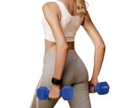 1,5 kg Neopren Kurzhantel für Damen Gymnastik - Pilates -Yoga Hantel, Fitness Gewichte aus Gusseisen, kleine rutschfeste Aerobic Hantel - sechseckige Kurzhantel in Blau für Krafttraining