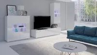 Sestava do obývacího pokoje s LED bílým osvětlením CHEMUNG 8 - bílá / lesklá bílá