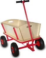 Rijoka Bollerwagen aus Holz Handwagen – Luftbereift – 100kg Belastung – 100L Inhalt – 92x60x100cm