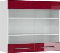 Vicco Küchenglasschrank Fame-Line, 80 cm, Bordeaux Hochglanz/Weiß