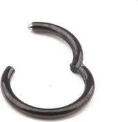 1 Stück 16G 14G Scharnier-Segment-Reifenring aus Edelstahl für Lippen, Nase, Septum-Schwarz,1.6mm*8mm