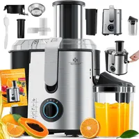 KESSER® Entsafter für Obst und Gemüse aus Edelstahl 1100W große 85 mm Einfüllöffnung inkl. Reinigungsbürste und Saftbehälter 3 Geschwindigkeitsstufen, Saftpresse Juicer, Silber / Silber