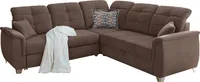 Ecksofa - Braun - Mikrofaser - mit Ausziehfunktion und Bettkasten