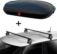 Dachbox VDPBA320 320 Liter carbonlook abschließbar + Dachträger VDP EVO Stahl kompatibel mit für Renault Scenic III X-Mod 5 Türer 2009-2016