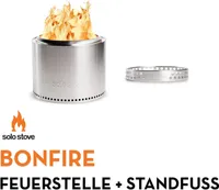 Solo Stove Bonfire 1.0 Feuerschale aus Edelstahl ⌀49,5 cm – tragbare, raucharme Feuerstelle mit Standfuß für Garten, Terrasse & Camping –Outdoor-Kamin