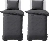 Bettwäsche 155x220 cm Bettbezug 100%Baumwolle Renforce Einfarbig Bettgarnitur Set Anthrazit 4 teilig