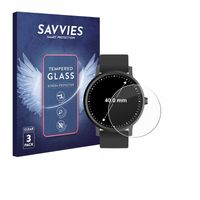 3x Savvies Panzerglas für Kreisrunde Displays (ø: 40 mm) Echtglas 9H-Härte Schutzglas Klar