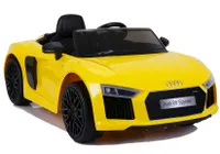 Dětské auto Audi R8 JJ2198 Žlutá kožená sedačka Pneumatiky EVA LED světlomety 2x45W